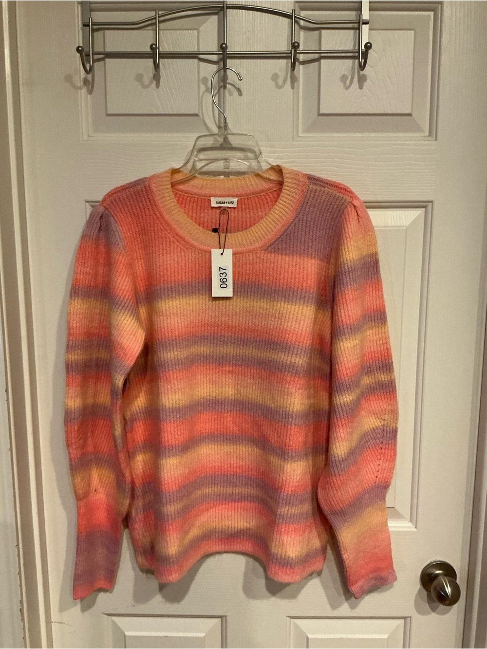 Sugarlips Pastel Multi-Stripe Crewneck Sweater